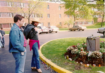 B'nai B'rith Hillel Marker surrounded by flowers. 