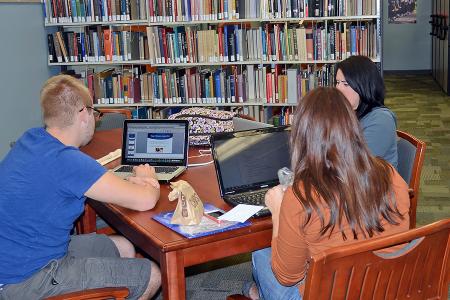 Group of students studying at the Performing Arts Library